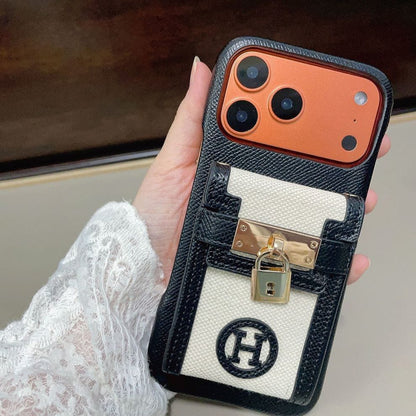 HRM Leather Case with Wristlet Strap & Perfume Charm for iPhone 13-18 Pro & Pro Max