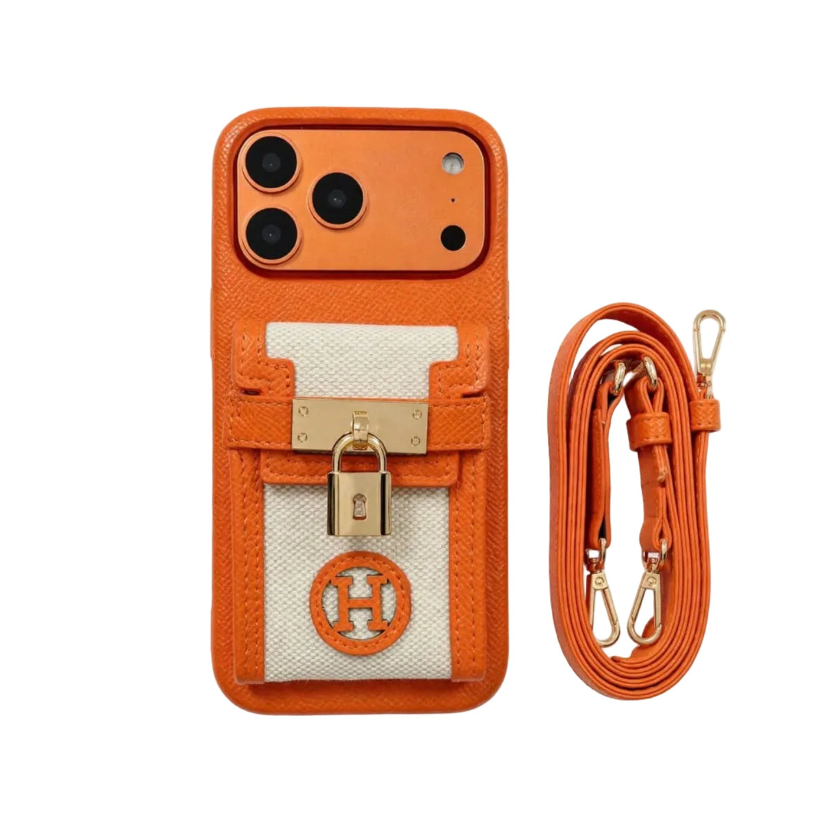HRM Leather Case with Wristlet Strap & Perfume Charm for iPhone 13-18 Pro & Pro Max