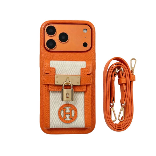 HRM Leather Case with Wristlet Strap & Perfume Charm for iPhone 13-18 Pro & Pro Max