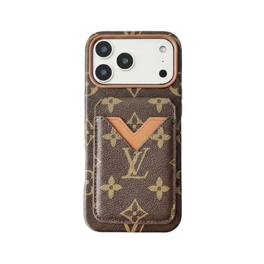 Lv Leather Card Holder Phone Case For iPhone 13-18 Pro & Pro Max