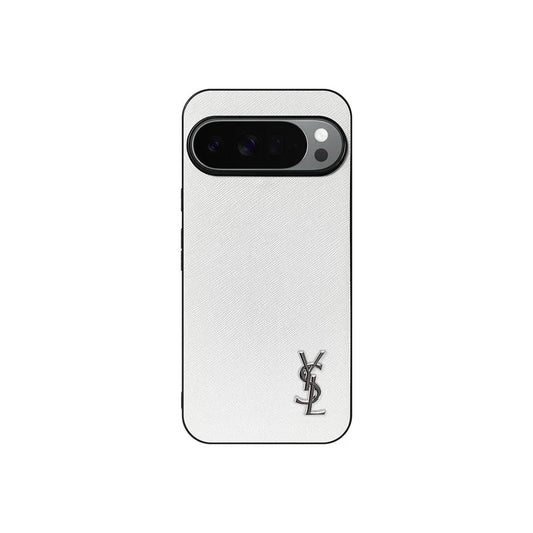 YSL Luxury Leather Case in Classic White For Google Pixel