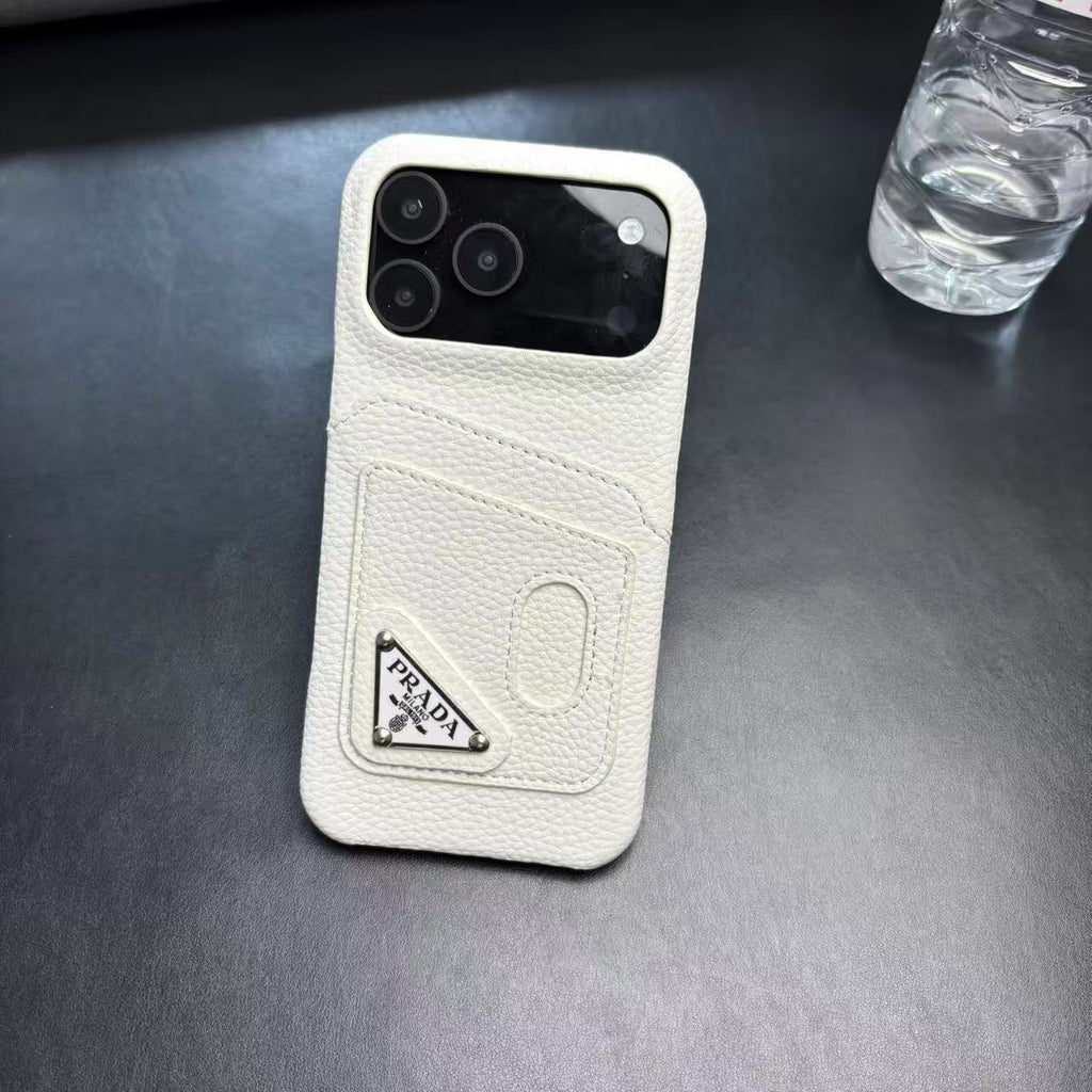 Prada Stylish Case With Card Holder For iPhone 17 / 16 / 15 / 14
