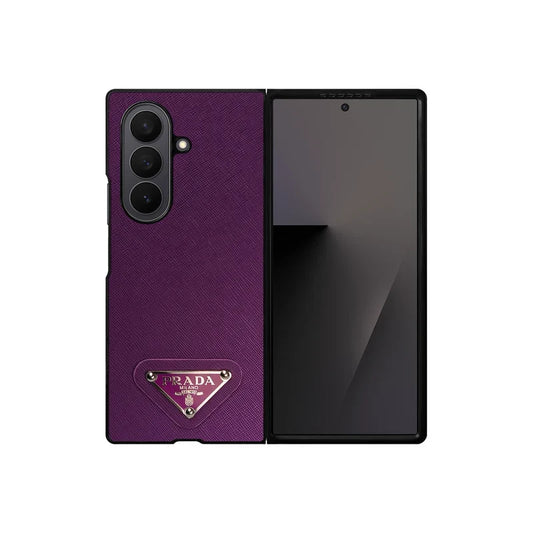 Prada Luxury Purple Leather Case for Samsung Galaxy Z Fold & Z Flip Series