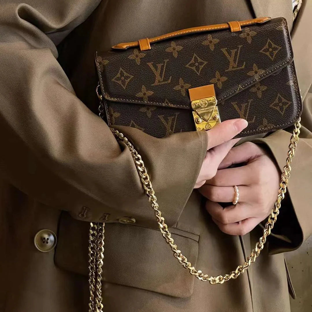 Monogram Canvas Bag Hand Held Crossbody Chain Mobile Phone Roxy New