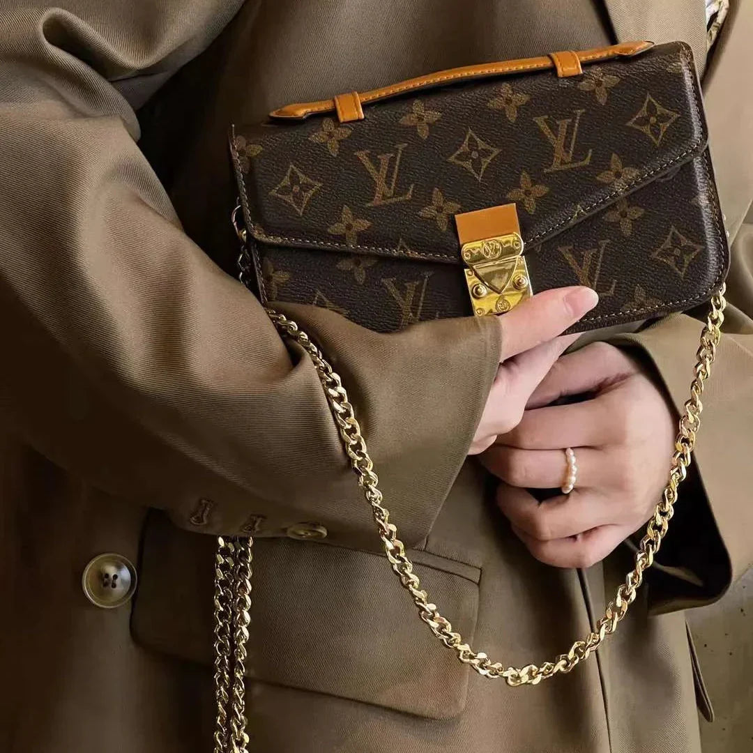 Monogram Canvas Bag Hand Held Crossbody Chain Mobile Phone Roxy New