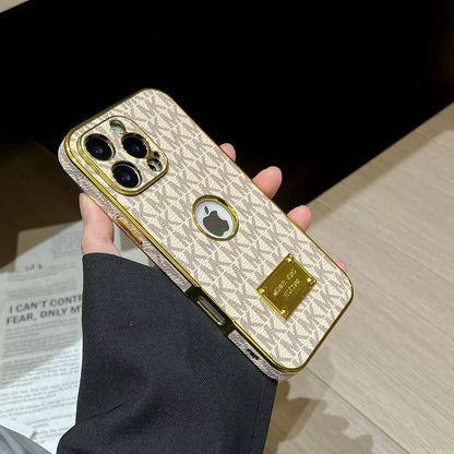 Gold Monogram Signature Canvas Leather Apple iPhone Case Roxy New 2