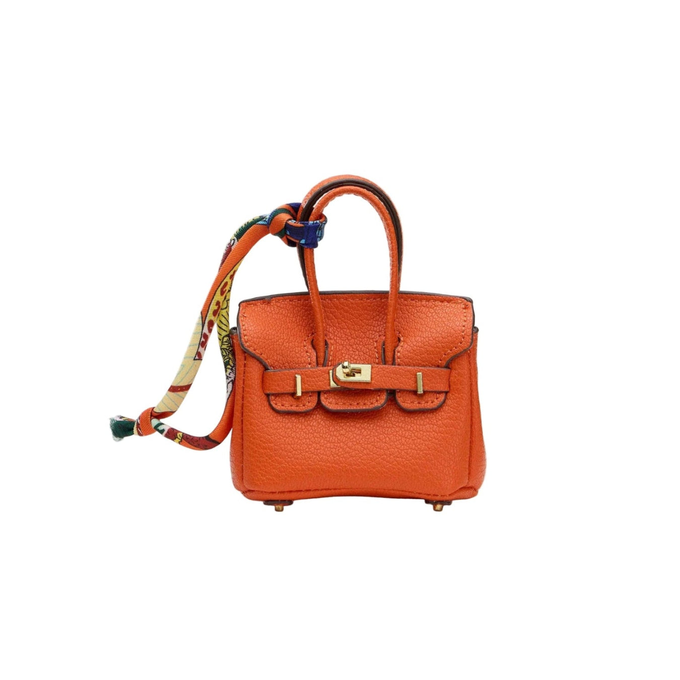 Mini Birkin Faux Leather Bag For Airpods Charm with Scarf Detail Roxy New