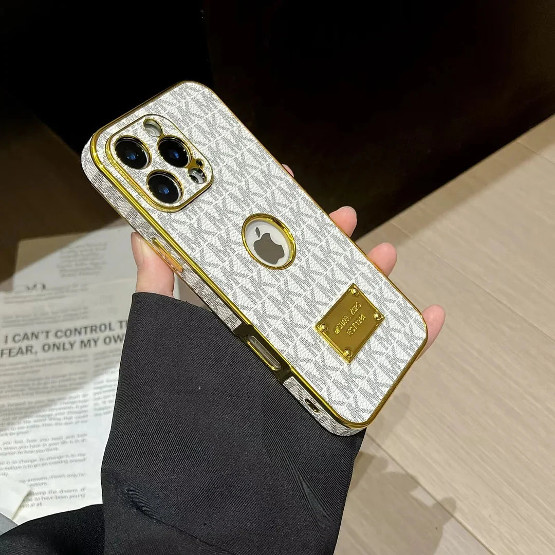 Gold Monogram Signature Canvas Leather Apple iPhone Case Roxy New 2