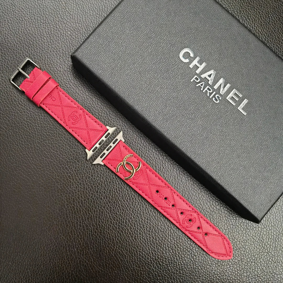Luxury Gold Monogram 3D Embossed Leather Apple Watch Strap Roxy New