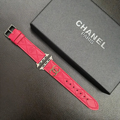 Luxury Gold Monogram 3D Embossed Leather Apple Watch Strap Roxy New