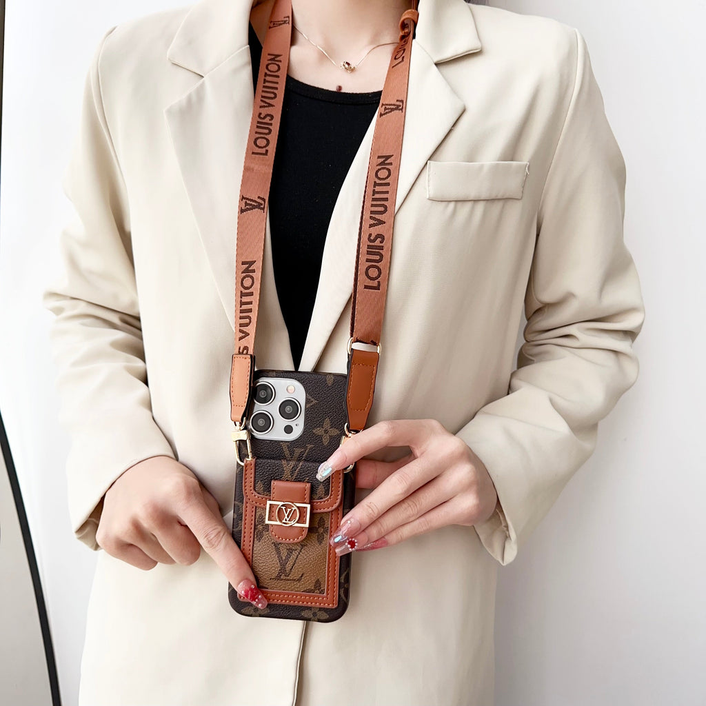 Luxury DAUPHINE LEATHER MONOGRAM CROSSBODY IPHONE CASE theroxymob