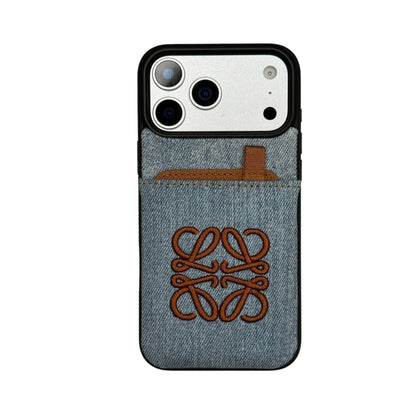 Loewe Embroidered Anagram Denim Wallet Case for iPhone 12-18 Pro & Pro Max