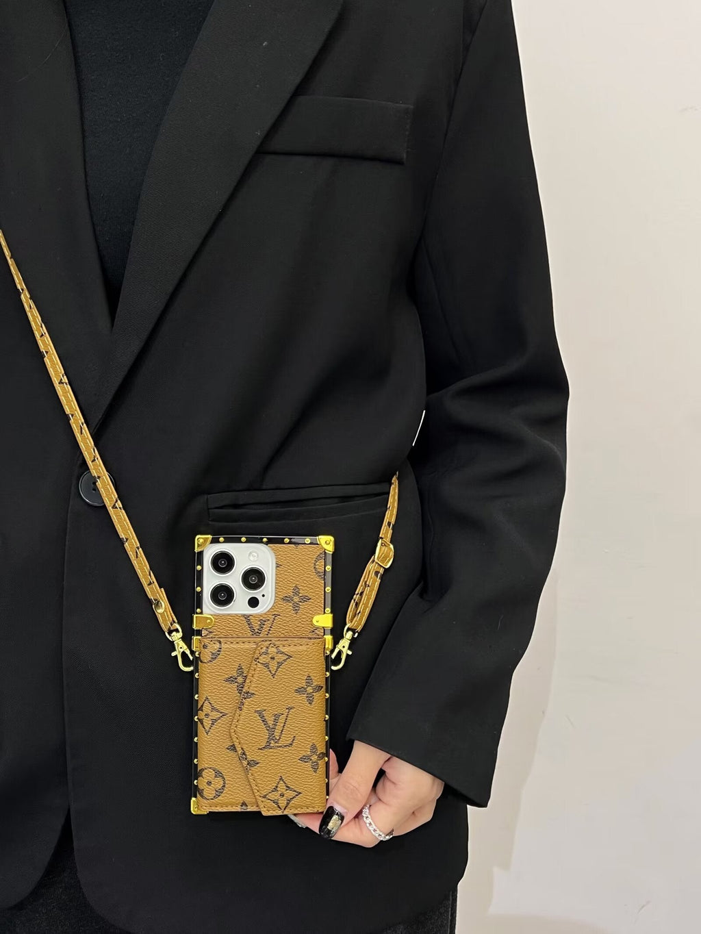 Luxury CANVAS LEATHER CARD HOLDER MONOGRAM Roxy New 2