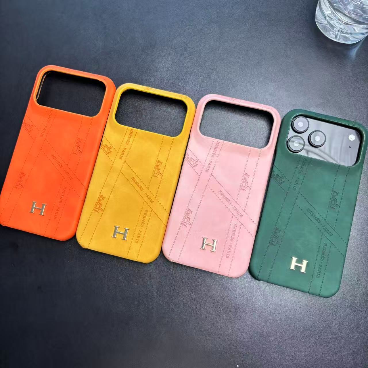 Hermes Luxury Leather Case For iPhone 17 / 16 / 15 / 14