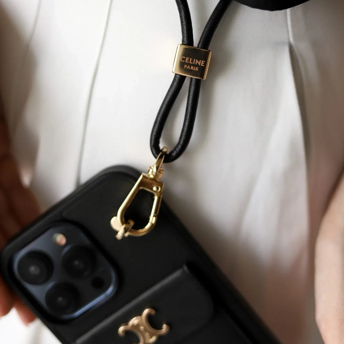 Classic Celine iPhone Case Single Crossbody Black for iPhone 12-18 Pro & Pro Max