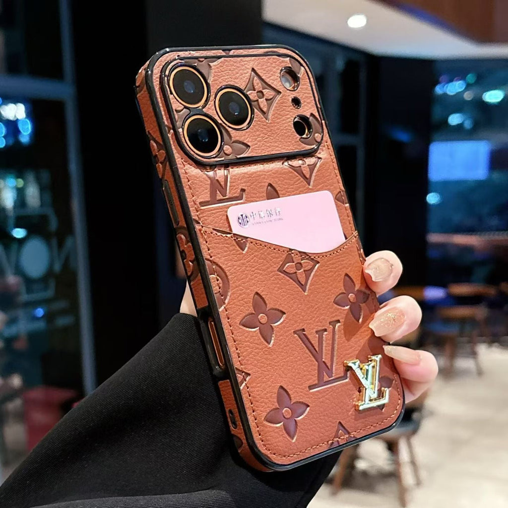 Lv Luxury Phone Case With Card Holder For iPhone 17/ 16 / 15 / 14