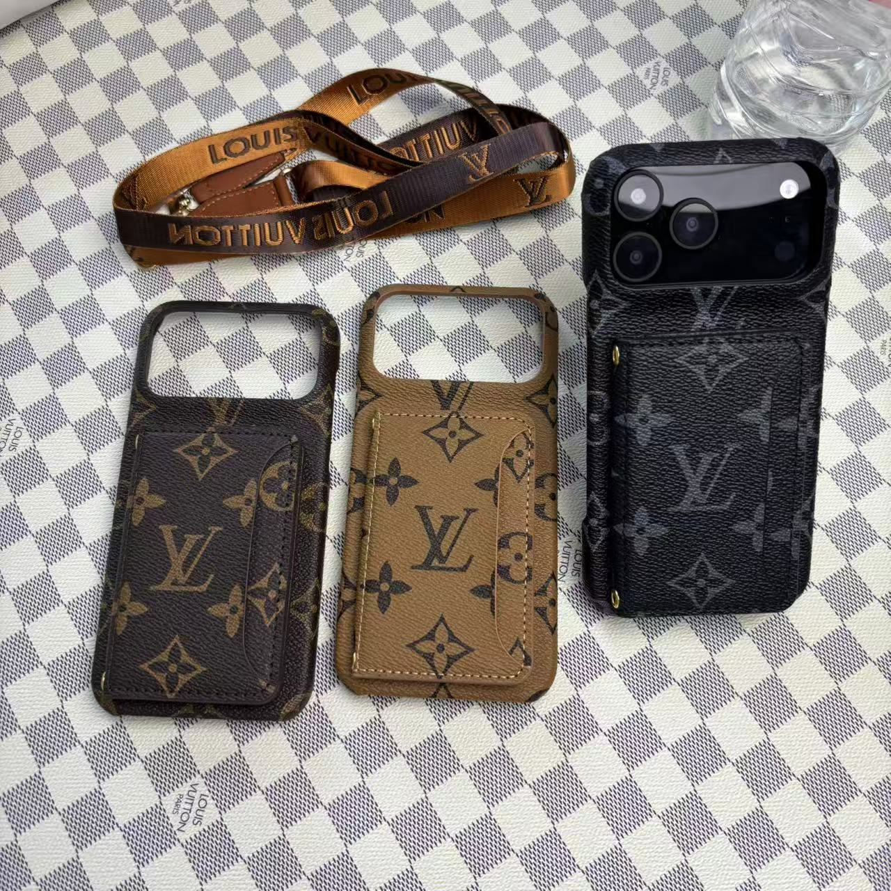 Monogram LV Leather Phone Case For iPhone 13-17 Series