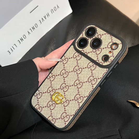 Luxury GG iPhone Case with Interchangeable Camera Lens Frames