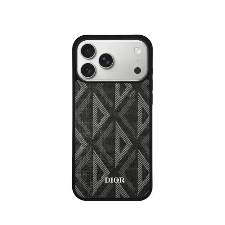 Luxury Woven Monogram & Geometric Slim Case for iPhone 12-18 Series