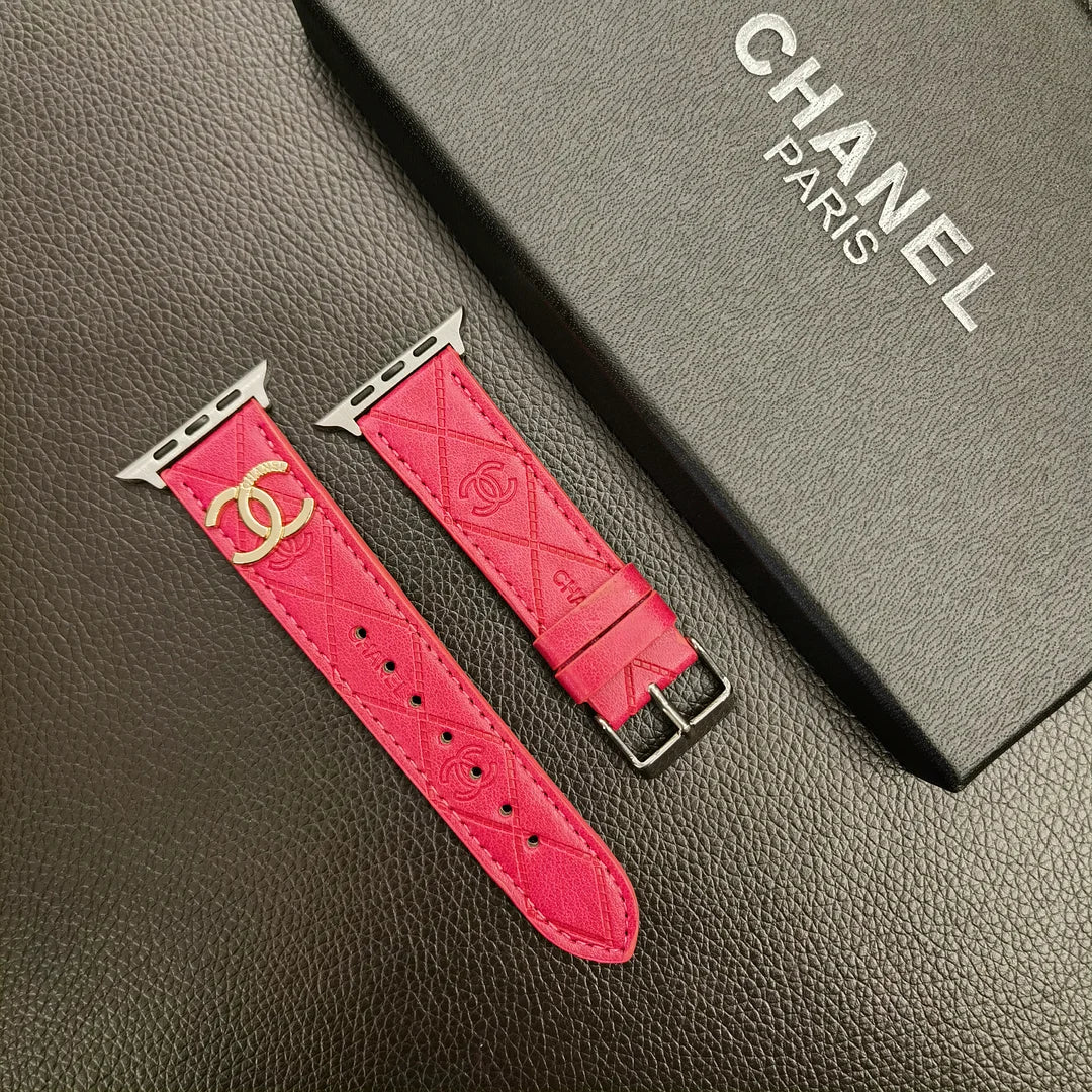 Luxury Gold Monogram 3D Embossed Leather Apple Watch Strap Roxy New