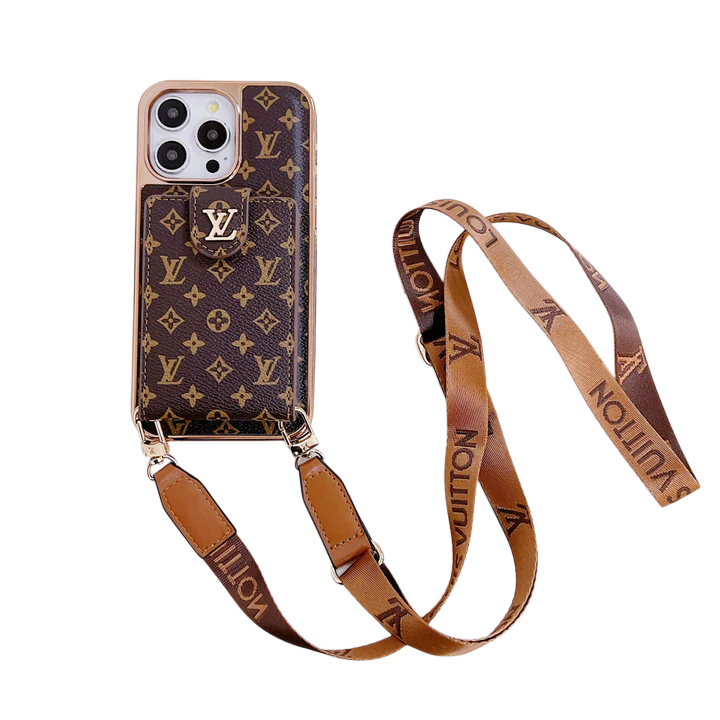 LUXURY ELECTROPLATING MONOGRAM CARD HOLDER CROSSBODY IPHONE CASE theroxymob