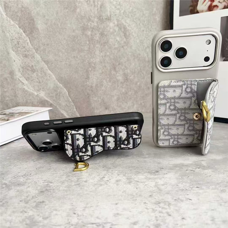 Dior Leather Phone Case With Card Holder For iPhone 17/ 16 / 15/ 14