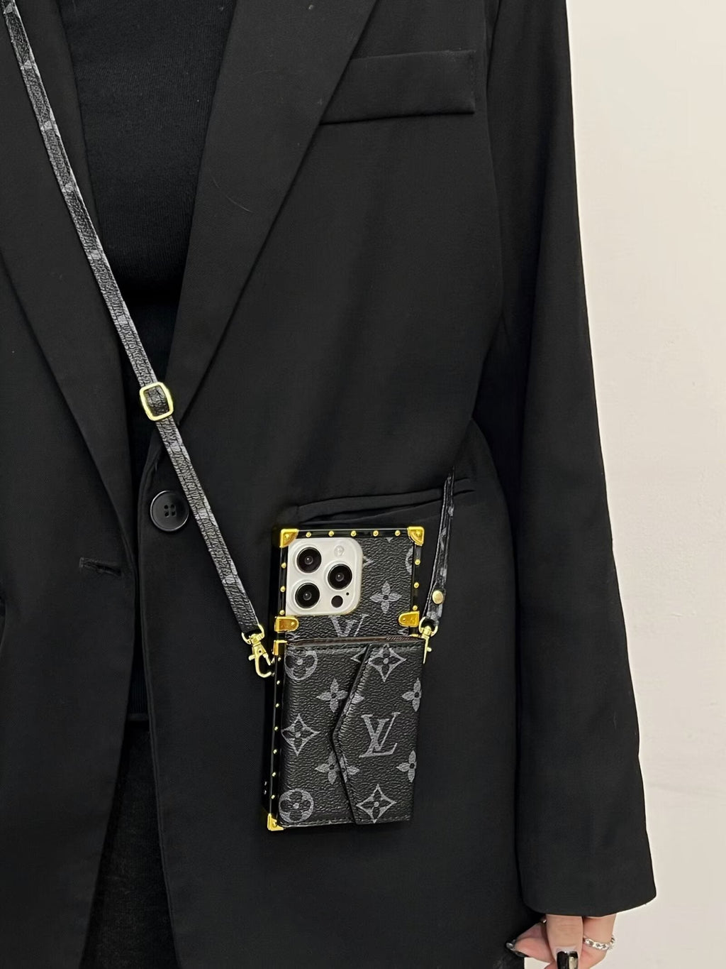 Luxury CANVAS LEATHER CARD HOLDER MONOGRAM Roxy New 2