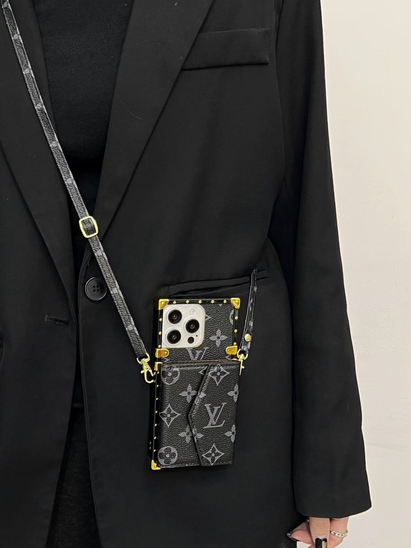 Luxury CANVAS LEATHER CARD HOLDER MONOGRAM Roxy New 2