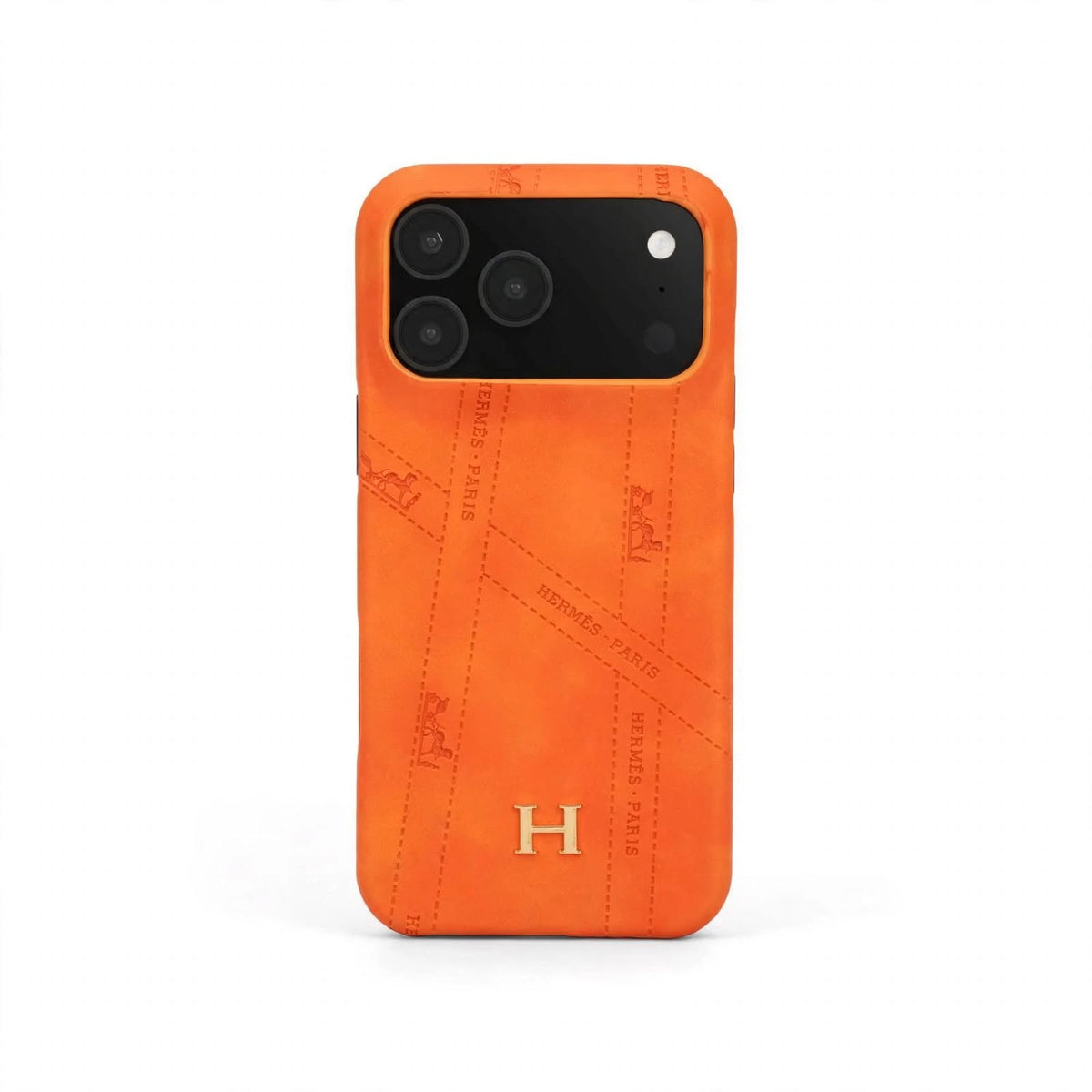 HRM Slim Leather Phone Case with Metal H Emblem for iPhone 12-18 Pro & Pro Max