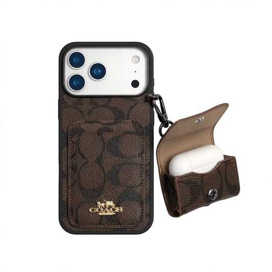 Luxury COACH Leather with Card Wallet Slot For iPhone 12-18 Series