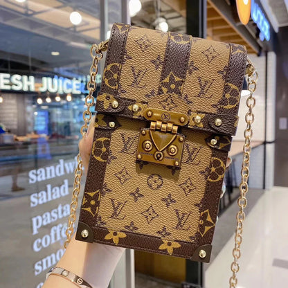 Monogrammed Canvas and Leather Trunk Crossbody Bag Roxy New