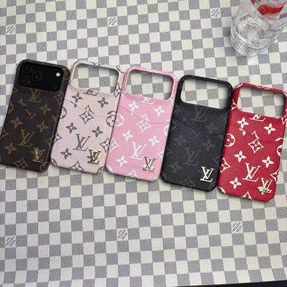 Leather Case with Card Holder For iPhone 12-17 Series