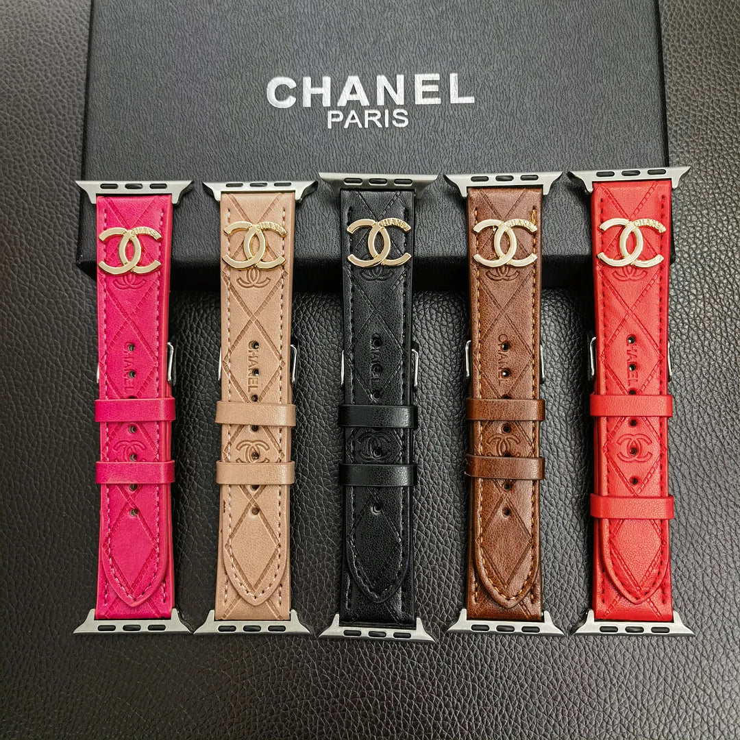 Luxury Gold Monogram 3D Embossed Leather Apple Watch Strap Roxy New