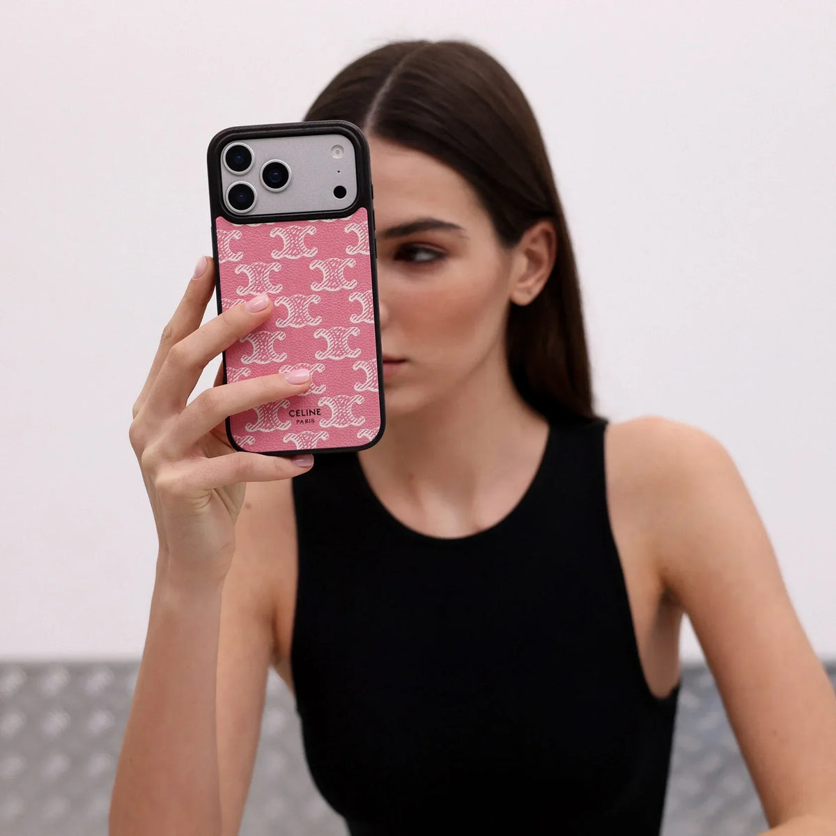 Luxury Celine iPhone Case Classic Pink for iPhone 12-18 Pro & Pro Max