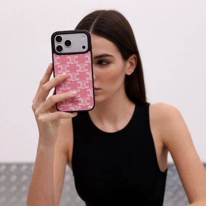 Luxury Celine iPhone Case Classic Pink for iPhone 12-18 Pro & Pro Max