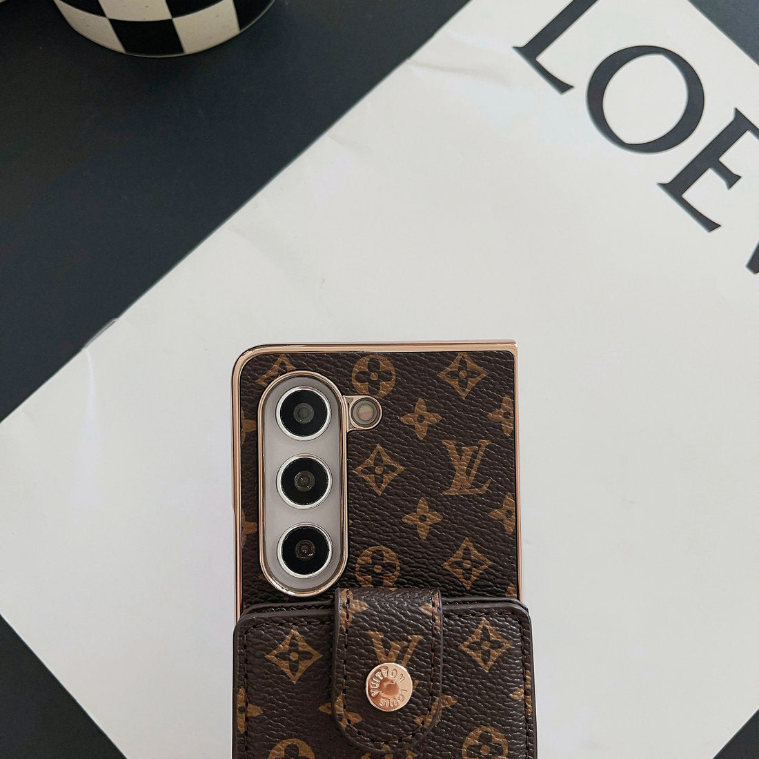 LUXURY ELECTROPLATING MONOGRAM CARD HOLDER CROSSBODY SAMSUNG Z FOLD CASE Roxy New