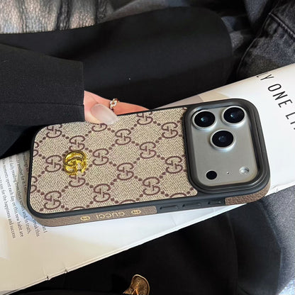 Luxury GG iPhone Case with Interchangeable Camera Lens Frames