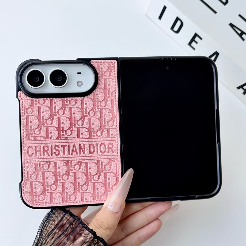 Luxury Dior Oblique Embossed iPhone Duo Case - Foldable Cover