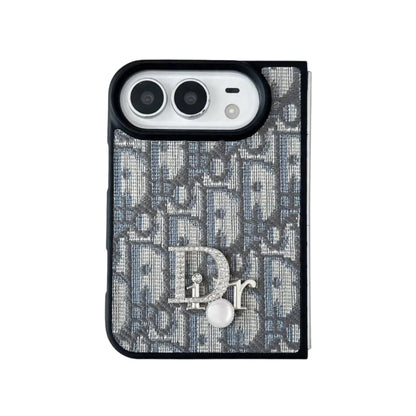 Luxury Dior Oblique Crystal Pearl iPhone Duo Case - Foldable Cover