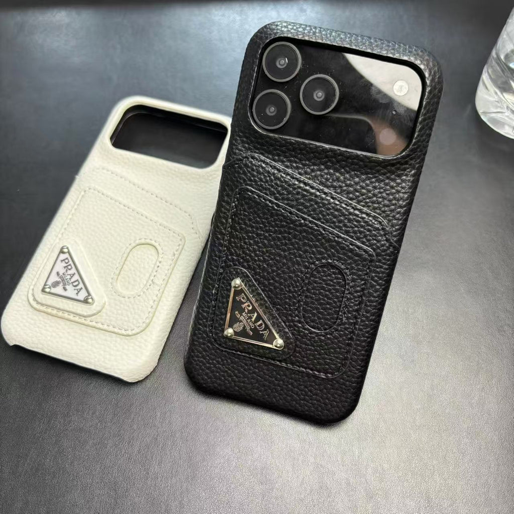 Prada Stylish Case With Card Holder For iPhone 17 / 16 / 15 / 14