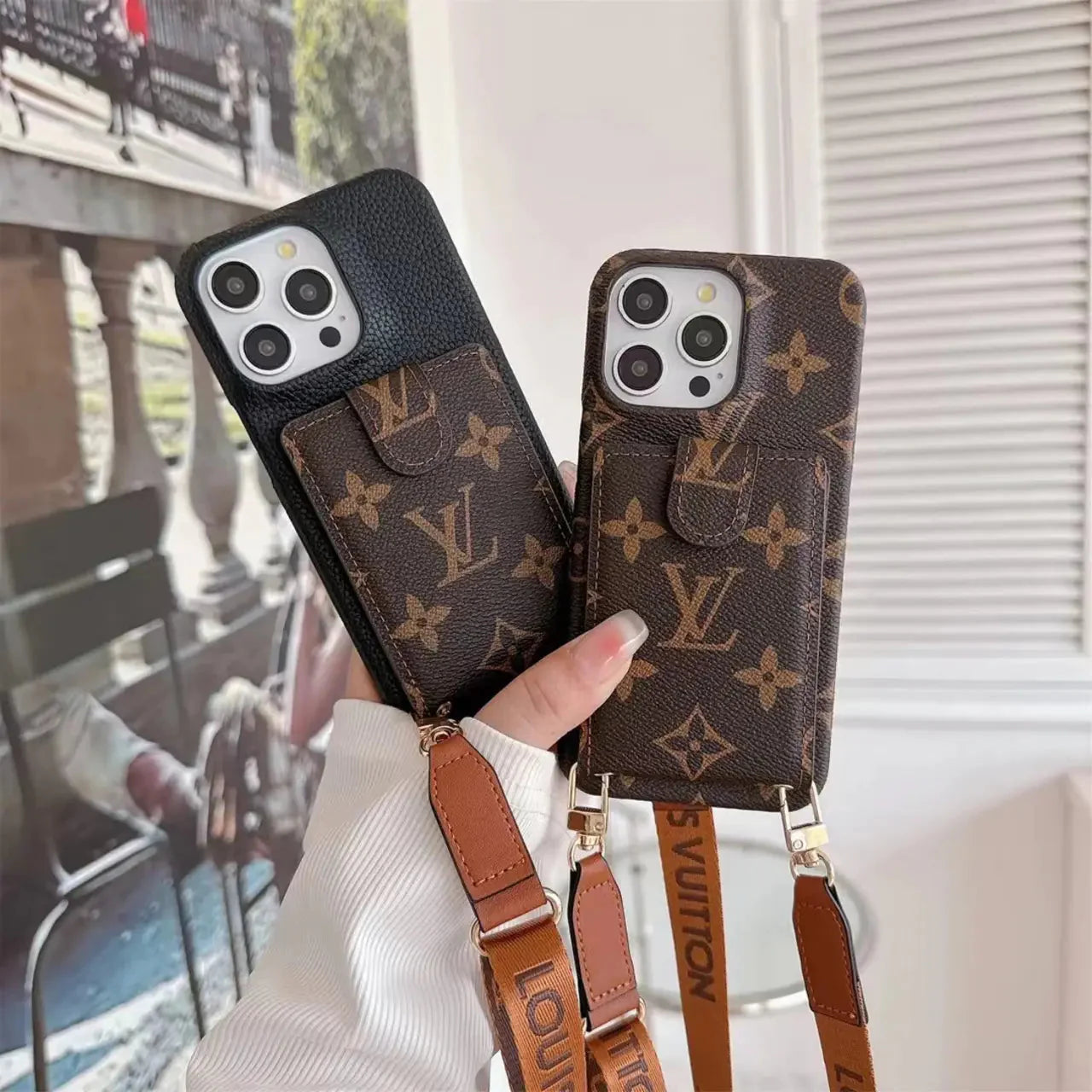 luxury iPhone Case Card Holder Detachable Lanyard Roxy New 2