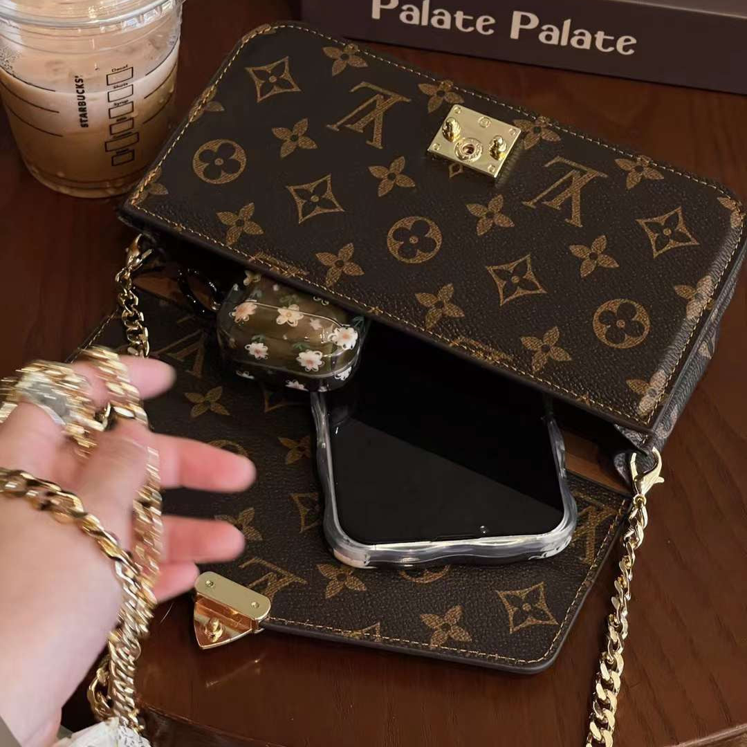 Monogram Canvas Bag Hand Held Crossbody Chain Mobile Phone Roxy New