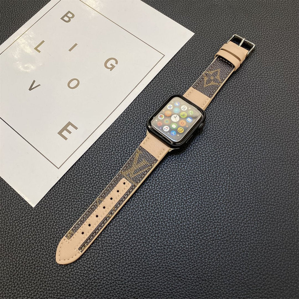 APPLE WATCH GENUINE LEATHER STRAP STITCHING MONOGRAM LEATHER Roxy New 2
