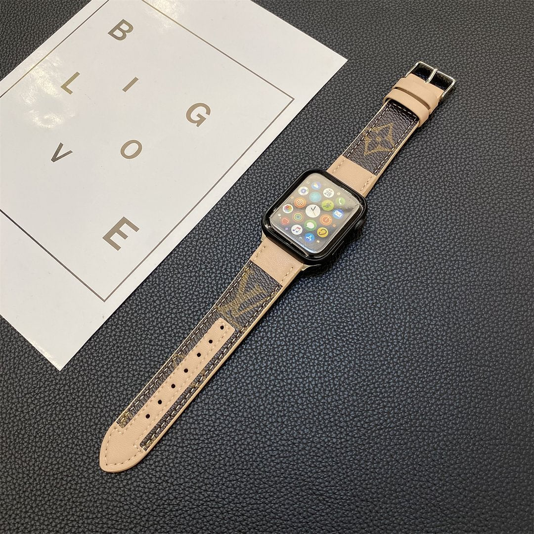 APPLE WATCH GENUINE LEATHER STRAP STITCHING MONOGRAM LEATHER Roxy New 2