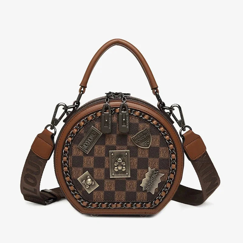 Purse Fashion Retro Bear Badge Print Leather Roxy New