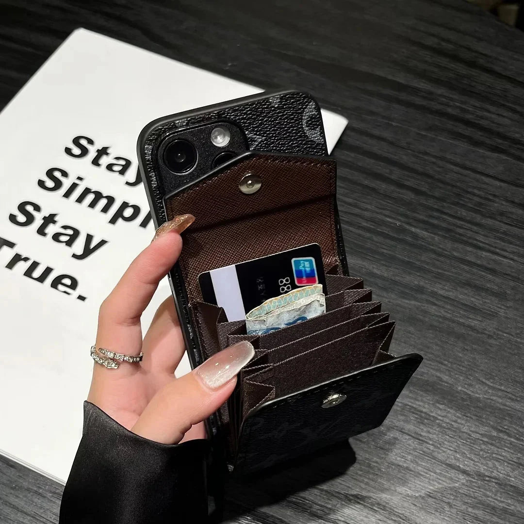 Luxury Card Holder Canvas Leather Apple iPhone Case Roxy New 2