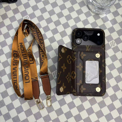 Monogram LV Leather Phone Case For iPhone 13-17 Series