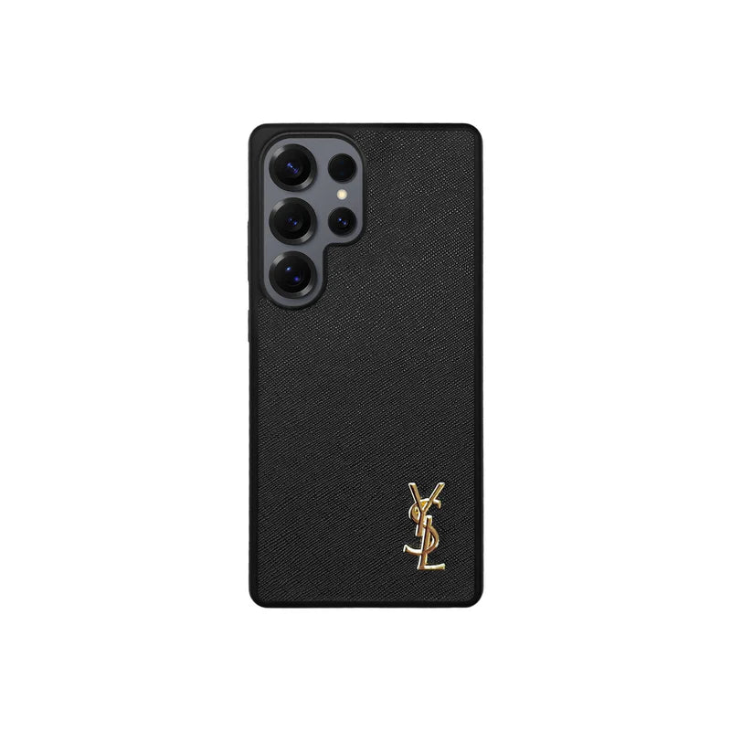 Luxury Black Saffiano Case for Samsung S22-S26 Series