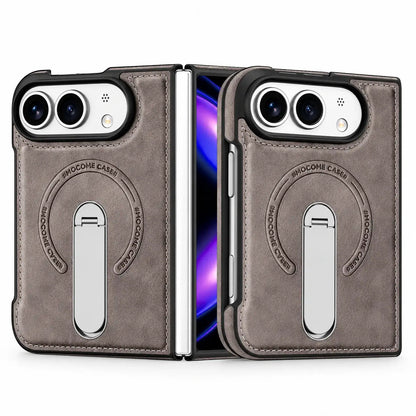 Leather Magnetic Ring Stand Case for iPhone Duo