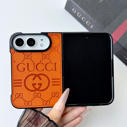 Luxury GG Monogram Canvas Foldable Case for iPhone Duo